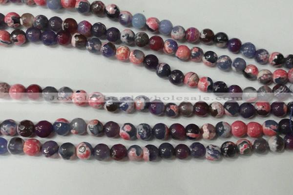 CAG4635 15.5 inches 6mm faceted round fire crackle agate beads