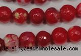 CAG4640 15.5 inches 6mm faceted round fire crackle agate beads
