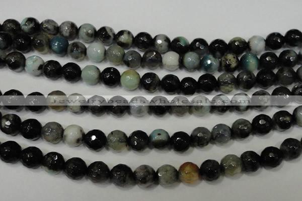 CAG4645 15.5 inches 8mm faceted round fire crackle agate beads