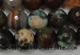 CAG4653 15.5 inches 8mm faceted round fire crackle agate beads