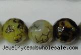 CAG4663 15.5 inches 10mm faceted round fire crackle agate beads
