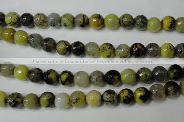 CAG4663 15.5 inches 10mm faceted round fire crackle agate beads