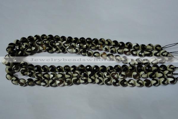 CAG4673 15.5 inches 8mm faceted round tibetan agate beads wholesale