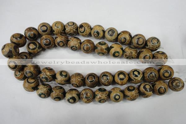 CAG4750 15 inches 16mm round tibetan agate beads wholesale
