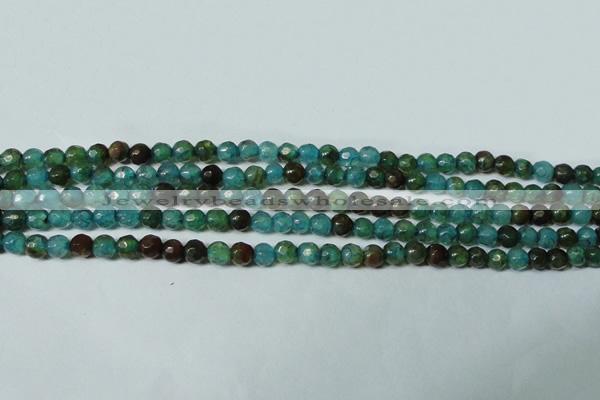 CAG4785 15.5 inches 4mm faceted round fire crackle agate beads