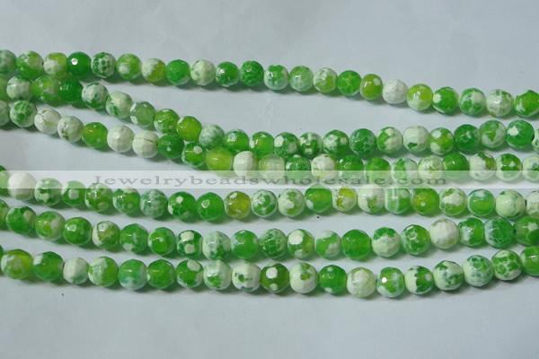 CAG4790 15.5 inches 6mm faceted round fire crackle agate beads