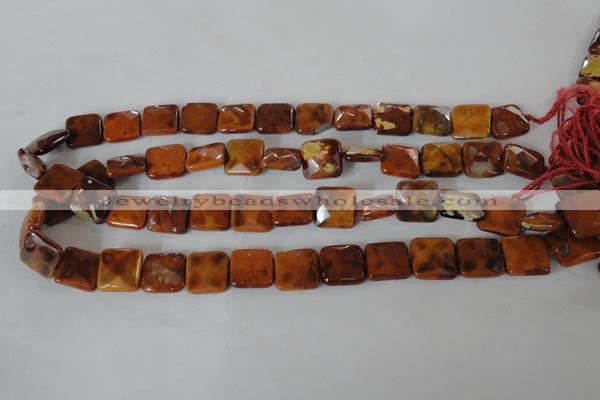 CAG4877 15 inches 14*14mm faceted square fire crackle agate beads