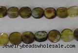 CAG4890 15 inches 8mm faceted coin fire crackle agate beads
