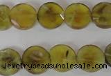 CAG4891 15 inches 12mm faceted coin fire crackle agate beads
