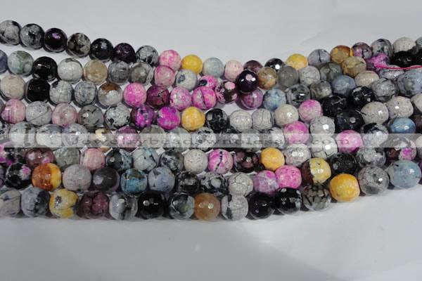 CAG5060 15.5 inches 10mm faceted round fire crackle agate beads