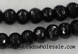 CAG5069 15.5 inches 7*11mm faceted rondelle black agate beads