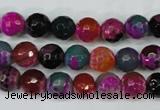 CAG5192 15 inches 8mm faceted round fire crackle agate beads