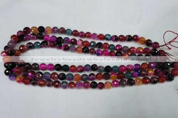 CAG5192 15 inches 8mm faceted round fire crackle agate beads