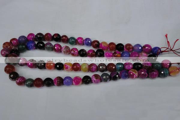 CAG5193 15 inches 10mm faceted round fire crackle agate beads