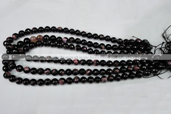 CAG5198 15 inches 8mm faceted round fire crackle agate beads