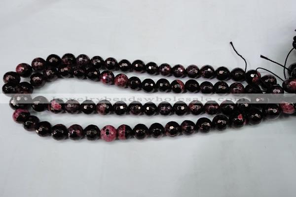 CAG5199 15 inches 10mm faceted round fire crackle agate beads