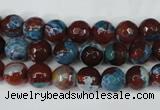 CAG5207 15 inches 8mm faceted round fire crackle agate beads