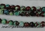 CAG5214 15 inches 6mm faceted round fire crackle agate beads