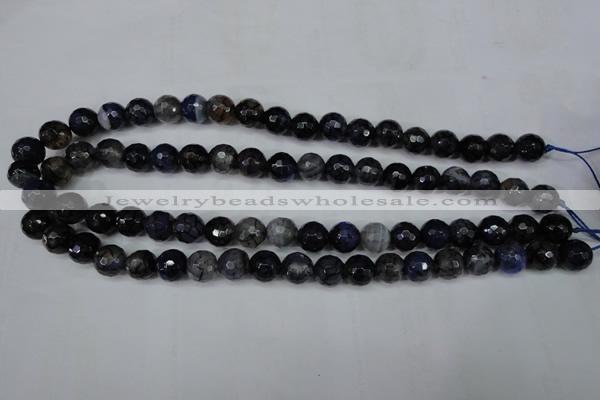 CAG5228 15 inches 10mm faceted round fire crackle agate beads