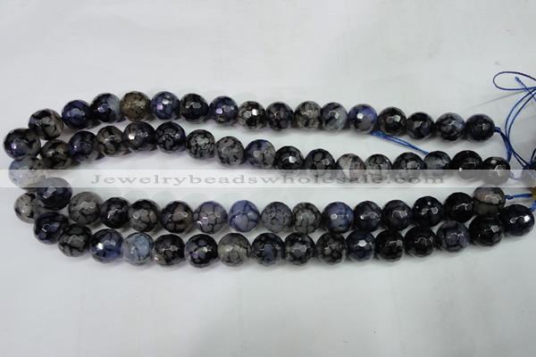 CAG5229 15 inches 12mm faceted round fire crackle agate beads