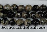 CAG5232 15 inches 10mm faceted round fire crackle agate beads