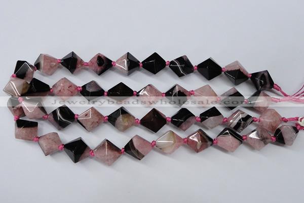 CAG5496 15.5 inches 18*18mm faceted bicone agate gemstone beads