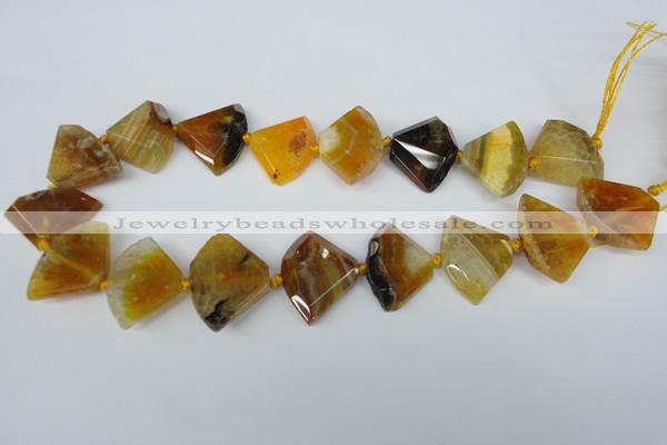CAG5580 15 inches 20*30mm faceted triangle dragon veins agate beads