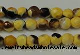 CAG5653 15 inches 4mm faceted round fire crackle agate beads
