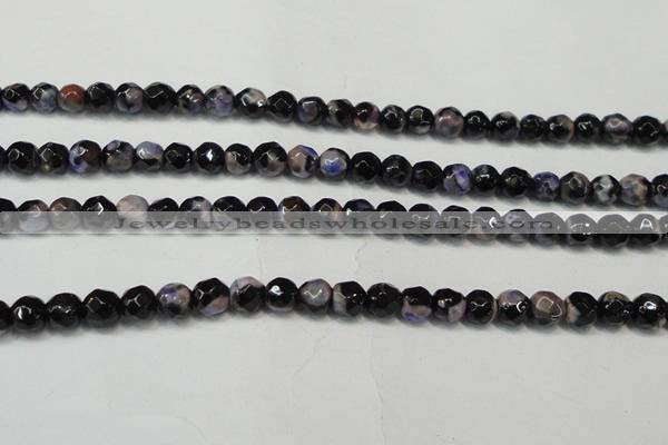 CAG5655 15 inches 4mm faceted round fire crackle agate beads