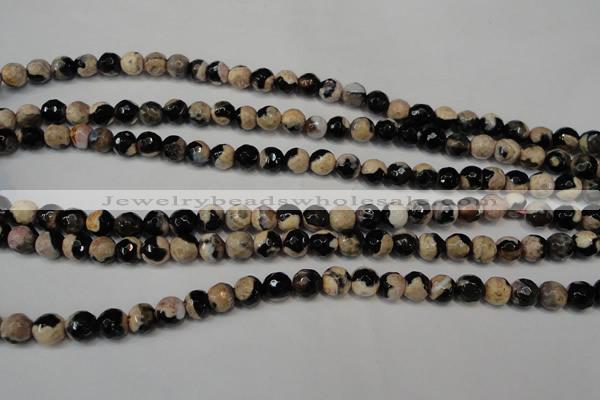 CAG5666 15 inches 6mm faceted round fire crackle agate beads