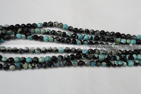 CAG5670 15 inches 6mm faceted round fire crackle agate beads