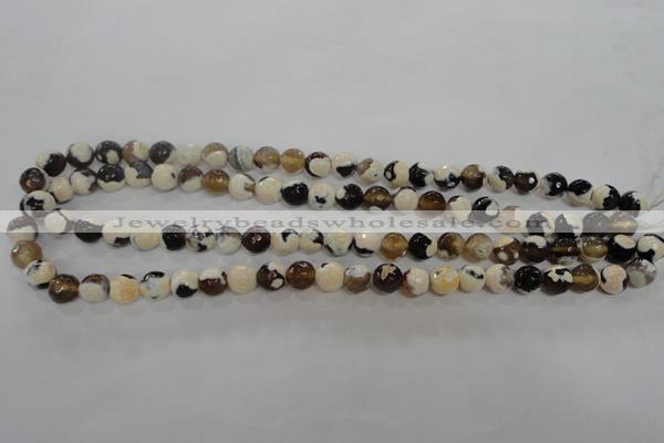 CAG5681 15 inches 8mm faceted round fire crackle agate beads