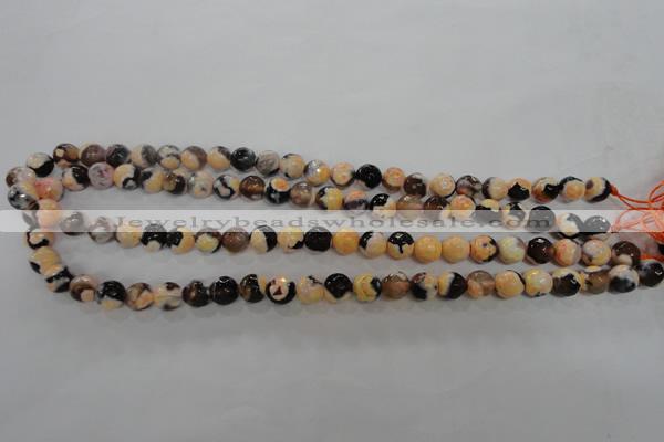 CAG5682 15 inches 8mm faceted round fire crackle agate beads