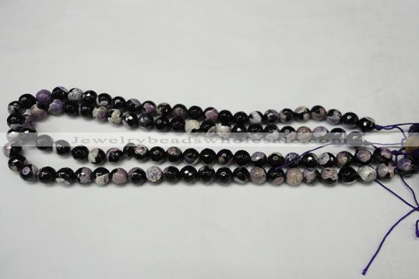 CAG5686 15 inches 8mm faceted round fire crackle agate beads