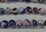 CAG5687 15 inches 8mm faceted round fire crackle agate beads