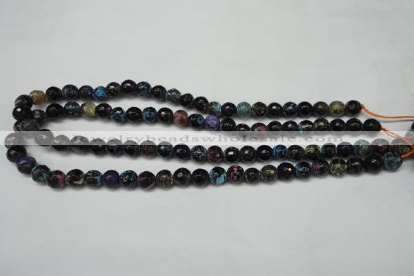 CAG5694 15 inches 8mm faceted round fire crackle agate beads