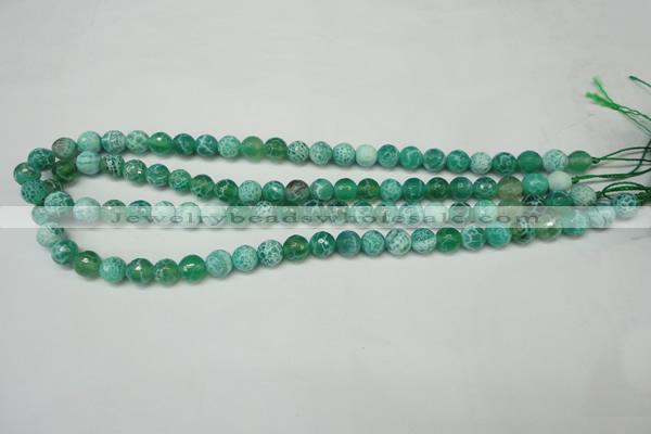 CAG5698 15 inches 8mm faceted round fire crackle agate beads