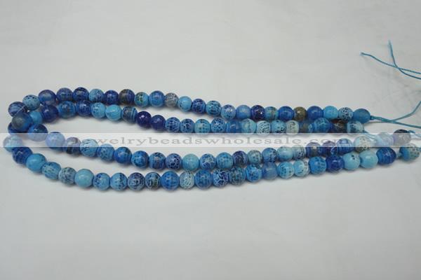 CAG5703 15 inches 8mm faceted round fire crackle agate beads