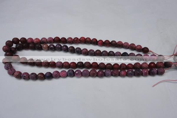CAG5704 15 inches 8mm faceted round fire crackle agate beads