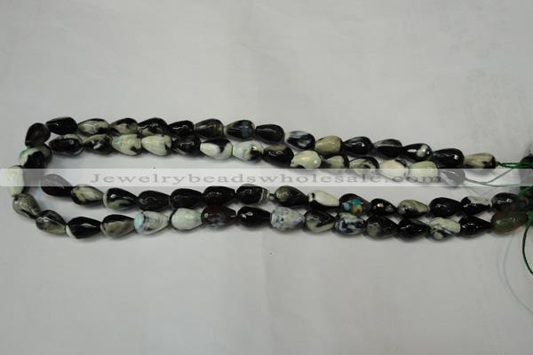 CAG5710 15 inches 8*12mm faceted teardrop fire crackle agate beads