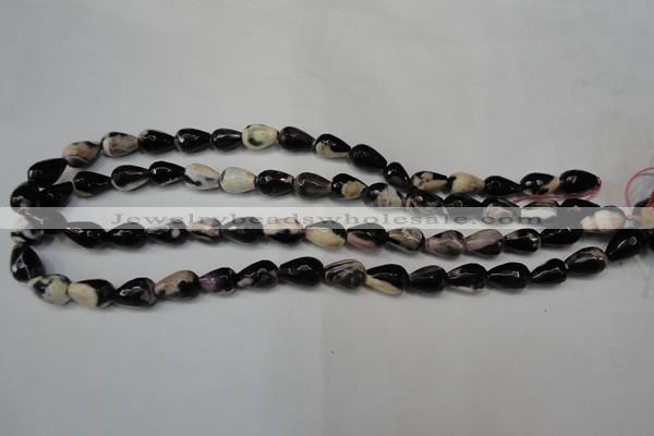 CAG5711 15 inches 8*12mm faceted teardrop fire crackle agate beads