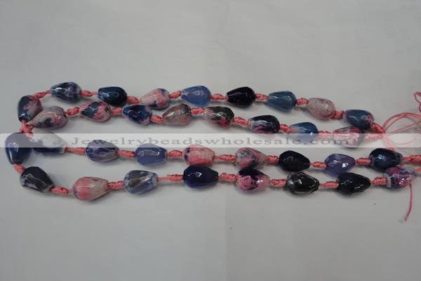 CAG5715 15 inches 10*14mm faceted teardrop fire crackle agate beads