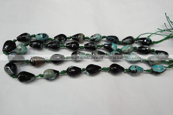 CAG5722 15 inches 12*16mm faceted teardrop fire crackle agate beads