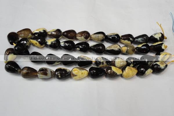 CAG5728 15 inches 13*18mm faceted teardrop fire crackle agate beads