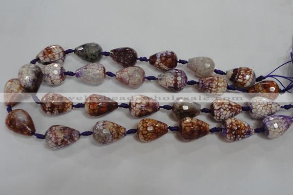 CAG5732 15 inches 15*20mm faceted teardrop fire crackle agate beads