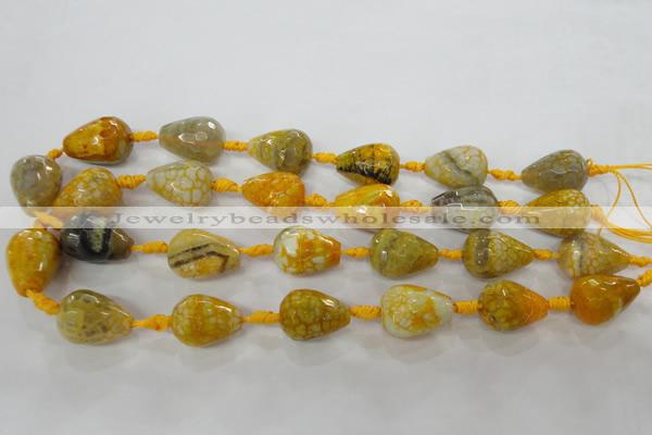 CAG5733 15 inches 15*20mm faceted teardrop fire crackle agate beads