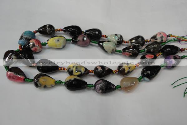 CAG5746 15 inches 15*20mm faceted teardrop fire crackle agate beads