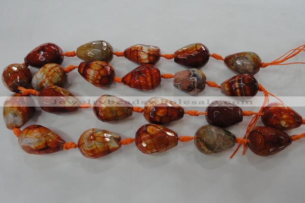 CAG5749 15 inches 18*25mm faceted teardrop fire crackle agate beads