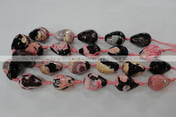 CAG5750 15 inches 18*25mm faceted teardrop fire crackle agate beads