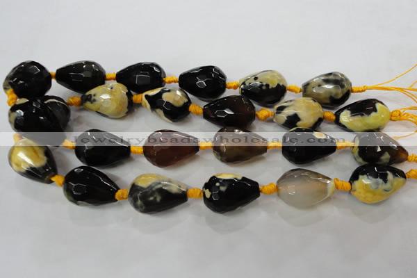CAG5751 15 inches 18*25mm faceted teardrop fire crackle agate beads